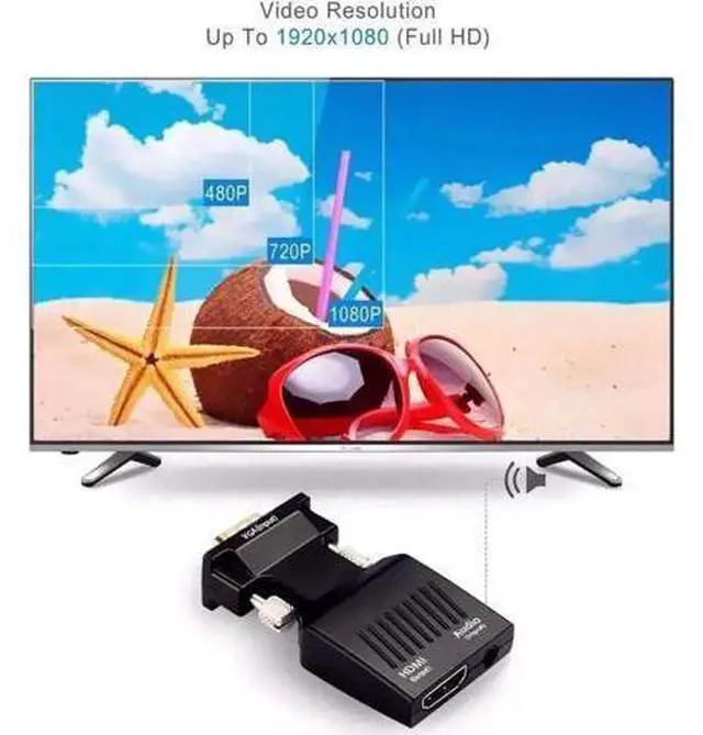 Alt view image 4 of 7 - 1080P VGA Male to HDMI Female Video Audio Converter, VGA to HDMI Adapter with USB Power & 3.5mm Audio Cable for PC Laptop to HDMI Monitor TV Projector