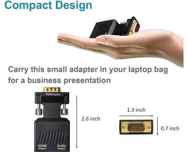Alt view image 5 of 7 - 1080P VGA Male to HDMI Female Video Audio Converter, VGA to HDMI Adapter with USB Power & 3.5mm Audio Cable for PC Laptop to HDMI Monitor TV Projector