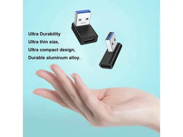 Alt view image 2 of 6 - 4 Pack 90 Degree USB A Male to USB C Female Adapter, Up/Down Left/Right Angle Type C Elbow Converter Black Compatible with Laptop PC USB Charger Power Bank All USB-C Devices