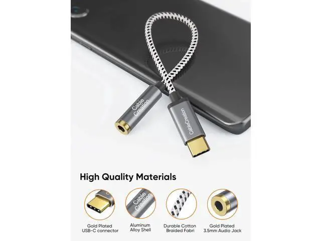 Alt view image 3 of 7 - 0.33FT USB C to 3.5mm Audio Adapter with Built-in 24Bit/96kHz HiFi DAC, Type-C Aux Headphone Dongle Compatible with iPhone 15/16 Series Galaxy S24 S23 Ultra Pixel 9 iPad