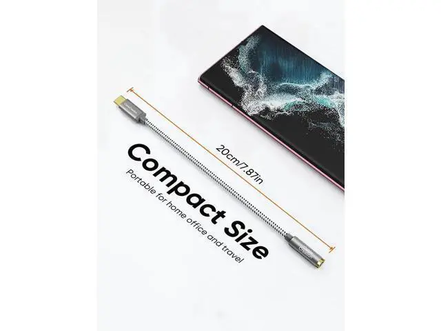 Alt view image 4 of 7 - 0.33FT USB C to 3.5mm Audio Adapter with Built-in 24Bit/96kHz HiFi DAC, Type-C Aux Headphone Dongle Compatible with iPhone 15/16 Series Galaxy S24 S23 Ultra Pixel 9 iPad