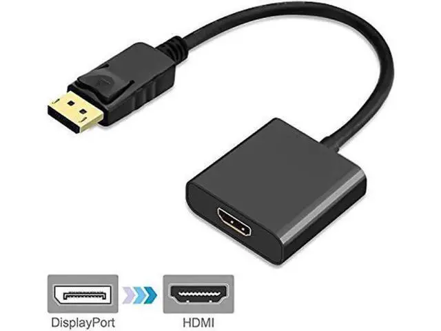 Alt view image 3 of 7 - Black DP Male to HDMI Female Adapter, DisplayPort to HDMI Audio Video Converter for DP Laptops Desktops to HDMI Monitors HDTV Projectors