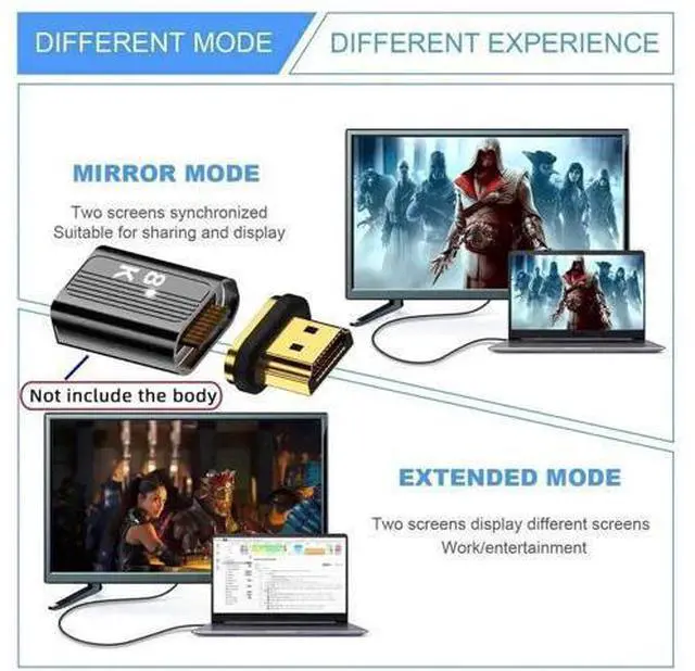 Alt view image 3 of 6 - Magnetic HDMI 2.1 Adapter with 19Pin Full Contacts, Support 8K Video Signal Magnetic HDMI Connector for Laptops, HDTV, Monitors