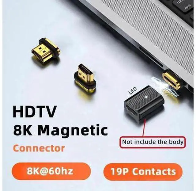 Alt view image 5 of 6 - Magnetic HDMI 2.1 Adapter with 19Pin Full Contacts, Support 8K Video Signal Magnetic HDMI Connector for Laptops, HDTV, Monitors