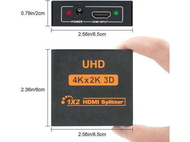 Alt view image 5 of 7 - 2 Port 1 in 2 Out HDMI Splitter Adapter, Female to Female 1x2 HDMI Distributor Support 4K for Xbox PS4 DVD HDTV PC Laptop