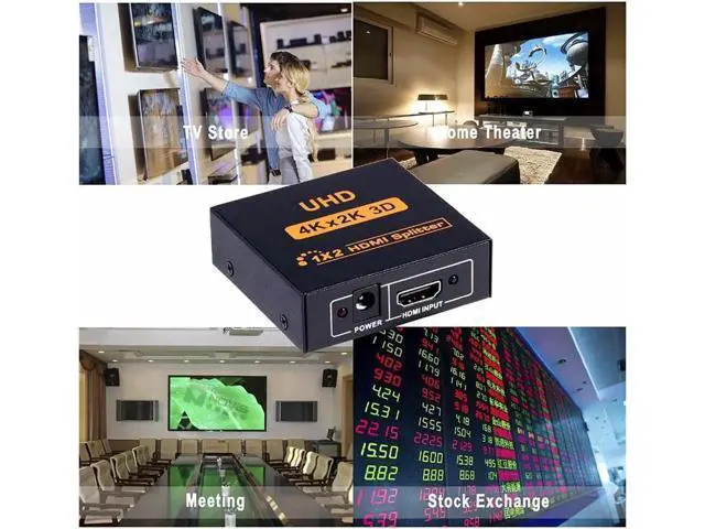 Alt view image 7 of 7 - 2 Port 1 in 2 Out HDMI Splitter Adapter, Female to Female 1x2 HDMI Distributor Support 4K for Xbox PS4 DVD HDTV PC Laptop