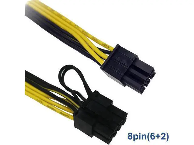 Alt view image 2 of 4 - 1.64ft 18AWG PCIe 6pin to 8pin (6+2) Male to Male Power Cable, GPU Mining Adapter Cord Compatible with DPS-800GB, DPS-1200