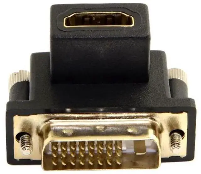 Main image of 90 Degree Down Angled DVI Male to HDMI Female Bidirectional Adapter, Gold-Plated HDMI to DVI Converter for TV, Monitor & Computer
