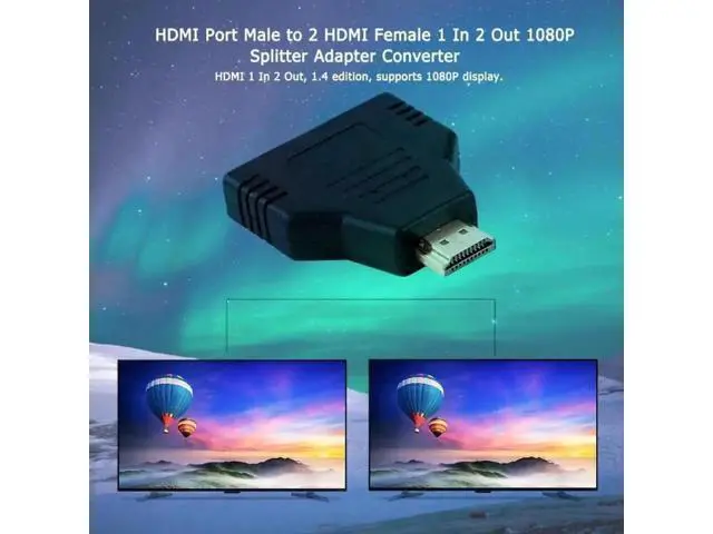 Alt view image 3 of 6 - 1 Pack 1080P HDMI Splitter Cable Adapter, Male to Dual Female 1 in 2 Out HDMI Mirror Extender for Synchronous Dual Display