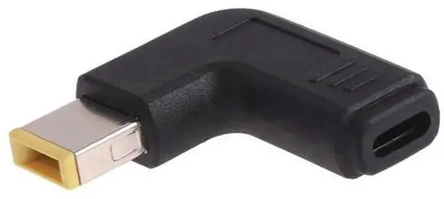 Alt view image 4 of 4 - Right Angle USB-C Female to Large Square DC Male Plug Adapter Converter for Laptops Power Supply