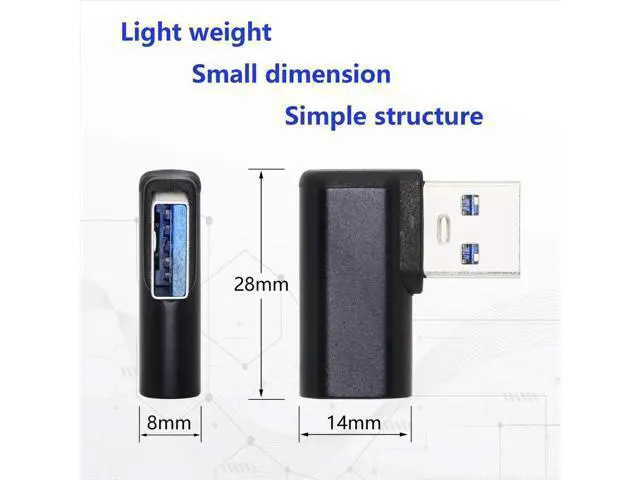 Alt view image 2 of 7 - 2 Pack 90 Degree Left & Right Angle USB 3.0 A Male to USB 3.1 Type-C Female Adapter Converter for Laptops, Wall Chargers & Power Banks