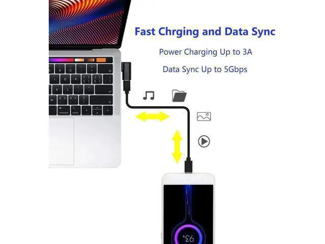 Alt view image 3 of 7 - 2 Pack 90 Degree Left & Right Angle USB 3.0 A Male to USB 3.1 Type-C Female Adapter Converter for Laptops, Wall Chargers & Power Banks