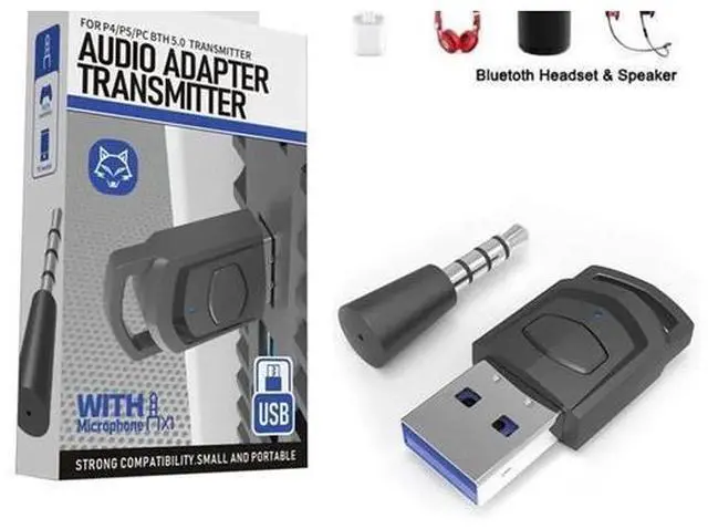 Alt view image 2 of 6 - AJMRTC Bluetooth 5.0 Audio Transmitter Adapter, Wireless Headphone Dongle Receiver for PS5, PS4, PC, Connect Bluetooth Headset & Speaker for Gaming Audio