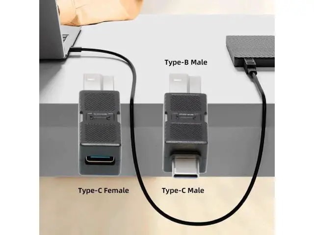 Alt view image 6 of 7 - 2 Pack USB C Male/Female to USB 3.0 Type B Male Adapter for Printer, Hard Drive and Camera