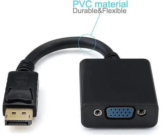 Alt view image 2 of 7 - Black 20Pin DisplayPort Male to 15Pin VGA Female Adapter, 1080P DP to VGA Converter for MacBook ThinkPad PC Laptop Monitor Projector