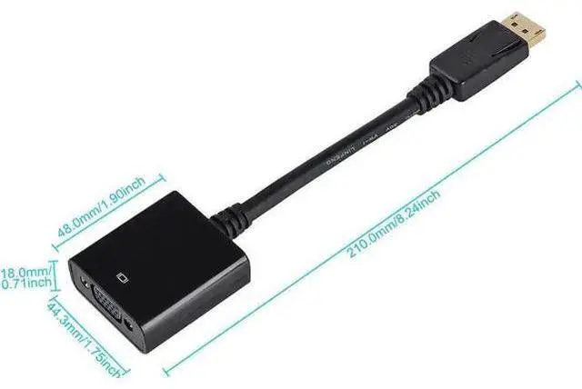 Alt view image 4 of 7 - Black 20Pin DisplayPort Male to 15Pin VGA Female Adapter, 1080P DP to VGA Converter for MacBook ThinkPad PC Laptop Monitor Projector