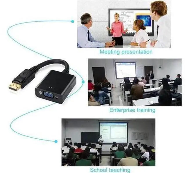 Alt view image 7 of 7 - Black 20Pin DisplayPort Male to 15Pin VGA Female Adapter, 1080P DP to VGA Converter for MacBook ThinkPad PC Laptop Monitor Projector