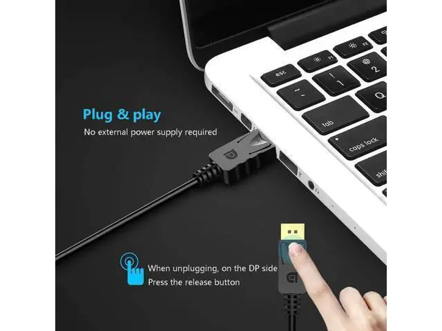 Alt view image 2 of 7 - DisplayPort to VGA, Gold-Plated DP to VGA Adapter (Male to Female) Compatible with Computer, Desktop, Laptop, PC, Monitor, Projector, HDTV (Black) 10-Pack