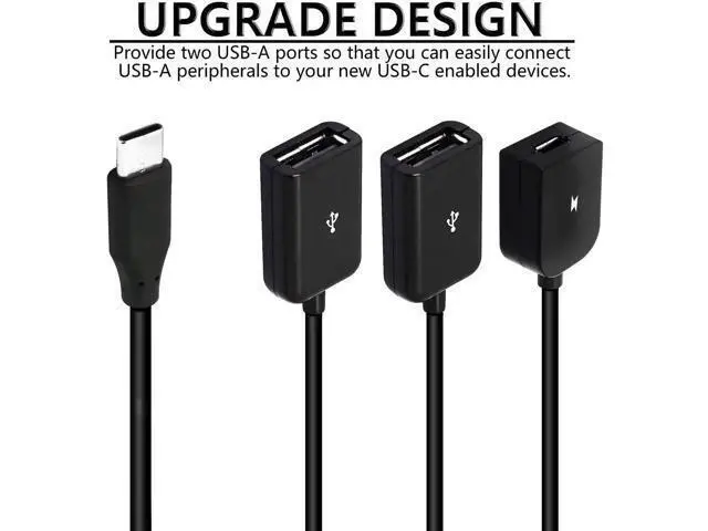 Alt view image 2 of 6 - USB-C Male to Dual USB-A Female + Micro USB OTG Splitter Adapter for Android Smartphones & Tablets
