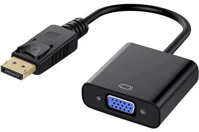 Main image of 1-Pack DP to VGA Adapter, Gold-Plated DisplayPort Male to VGA Female Converter, Black, Compatible with Desktop Laptop PC Monitor Projector HDTV