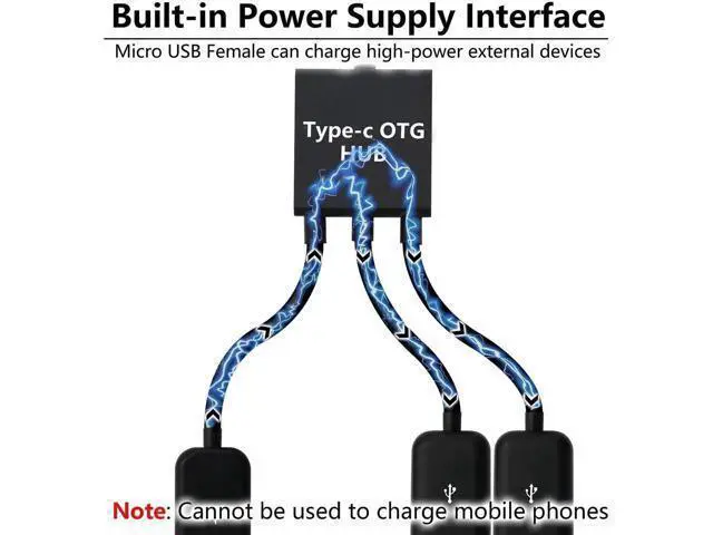 Alt view image 4 of 6 - USB-C Male to Dual USB-A Female + Micro USB OTG Splitter Adapter for Android Smartphones & Tablets
