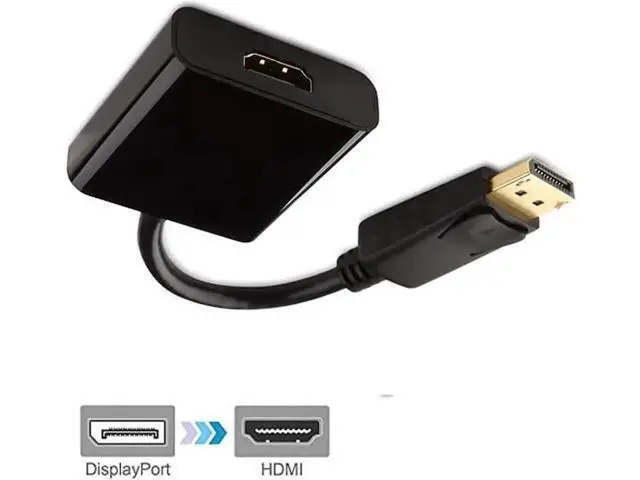 Alt view image 4 of 7 - Black DisplayPort Male to HDMI Female Adapter, DP to HDMI Video Converter for Desktops Laptops to HDMI Monitors TVs