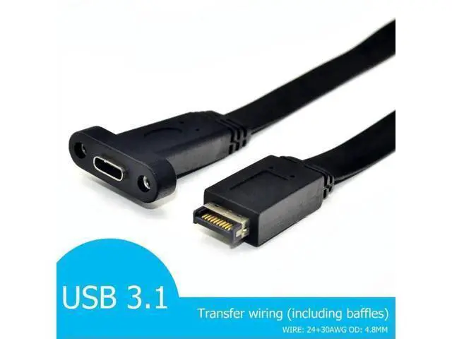 Alt view image 2 of 3 - 30cm USB 3.1 Gen2 Type-E 20Pin Motherboard Header to USB-C Female Extension Cable, 10Gbps Internal Front Panel USB Type-C Adapter for ATX/MATX/ITX DIY PC Gaming Workstation