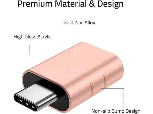 Alt view image 2 of 6 - 2 Pack Rose Gold USB-C to USB 3.0 Adapter, Thunderbolt 3 Compatible Converter for MacBook Pro/Air, Dell XPS & Type-C Devices