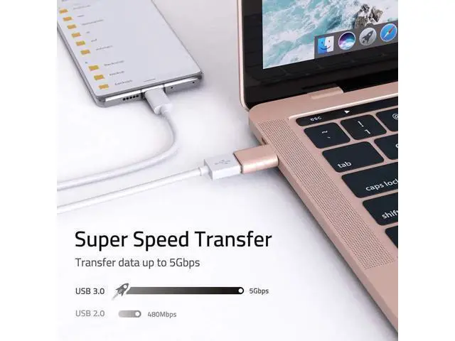 Alt view image 4 of 6 - 2 Pack Rose Gold USB-C to USB 3.0 Adapter, Thunderbolt 3 Compatible Converter for MacBook Pro/Air, Dell XPS & Type-C Devices