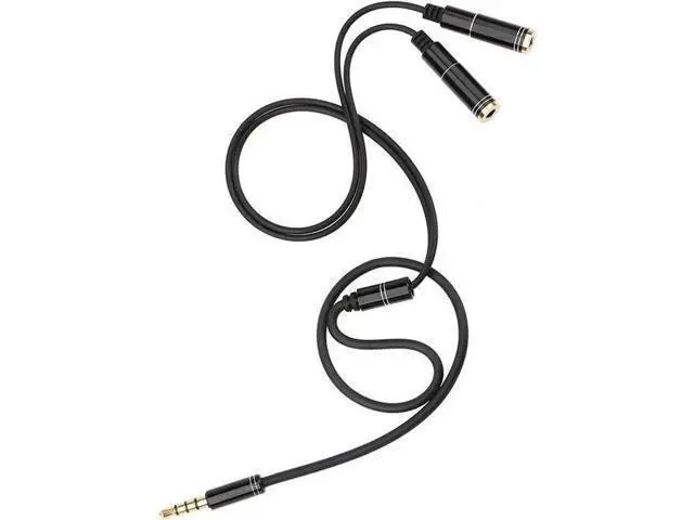 Alt view image 2 of 6 - 3.5mm 4-Pole Audio Splitter Cable, Male to Dual Female Headphone & Microphone Aux Adapter, Compatible with Android Phones, iPhones, Laptops & Headsets