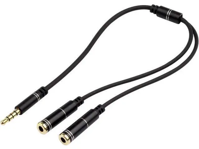 Alt view image 6 of 6 - 3.5mm 4-Pole Audio Splitter Cable, Male to Dual Female Headphone & Microphone Aux Adapter, Compatible with Android Phones, iPhones, Laptops & Headsets