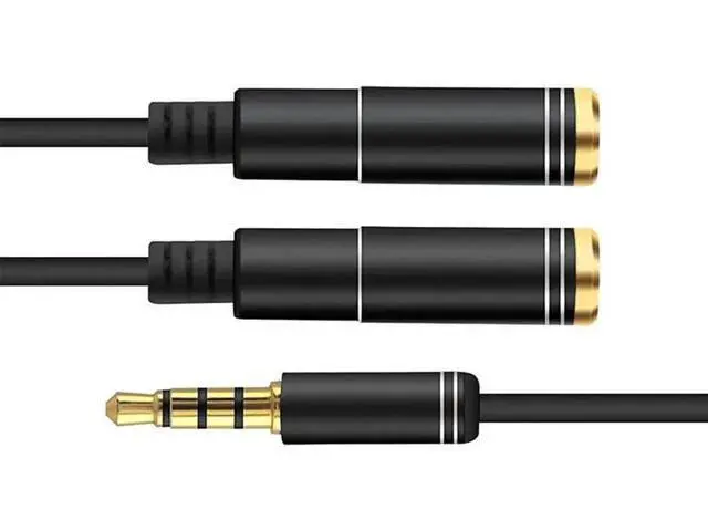 Alt view image 5 of 6 - 3.5mm 4-Pole Audio Splitter Cable, Male to Dual Female Headphone & Microphone Aux Adapter, Compatible with Android Phones, iPhones, Laptops & Headsets