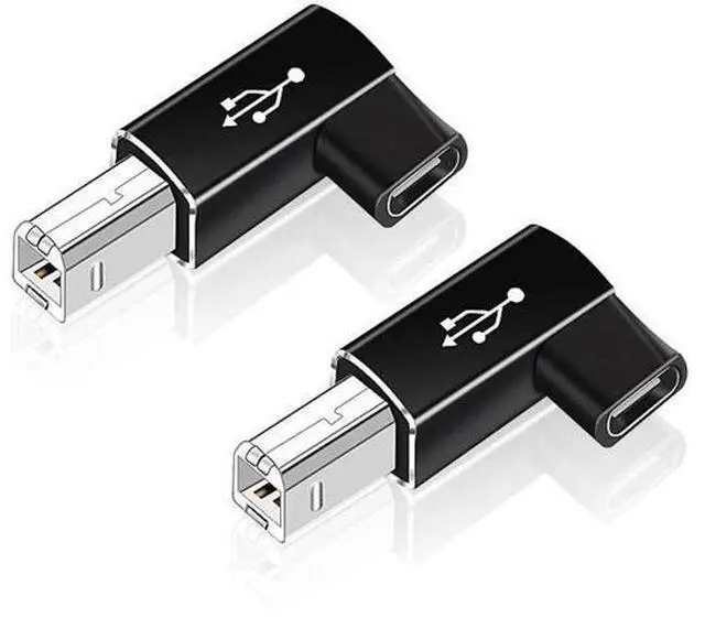 Main image of 2 Pack 90 Degree Right Angle USB B Male to USB C Female Adapter, Type C to MIDI Converter Compatible with Printer, Digital Piano, Laptop & All USB-C Devices