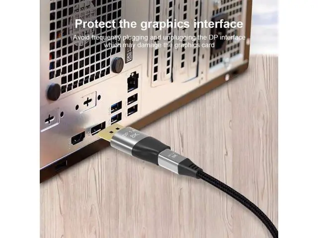 Alt view image 3 of 6 - Bi-Directional Mini DP to DP 1.4 Adapter, DisplayPort Male to Mini DisplayPort Female Converter Supports 8K@60Hz 4K@144Hz 2K@240Hz HDR G-Sync FreeSync for MacBook Surface Gaming Monitor