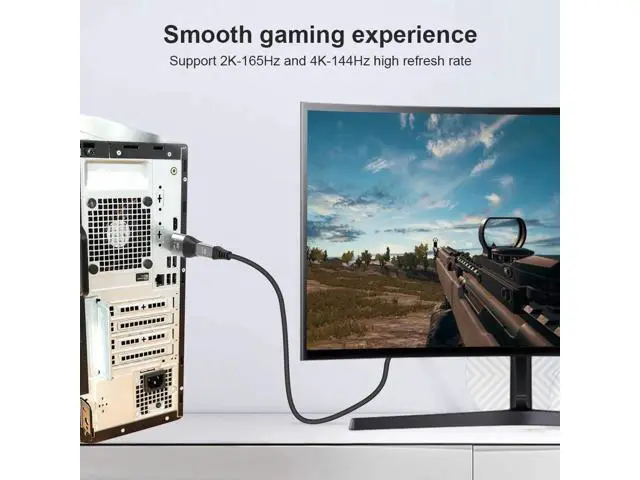 Alt view image 5 of 6 - Bi-Directional Mini DP to DP 1.4 Adapter, DisplayPort Male to Mini DisplayPort Female Converter Supports 8K@60Hz 4K@144Hz 2K@240Hz HDR G-Sync FreeSync for MacBook Surface Gaming Monitor