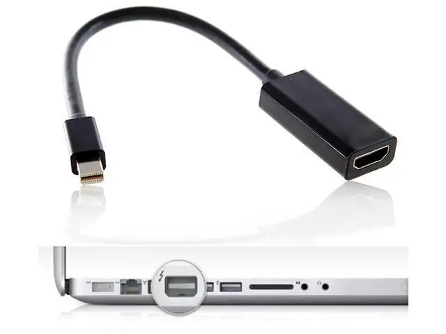 Alt view image 3 of 7 - Mini DisplayPort to HDMI Female Adapter Cable, Audio Video Converter, Black, Compatible with 2011-2015 Mac Devices