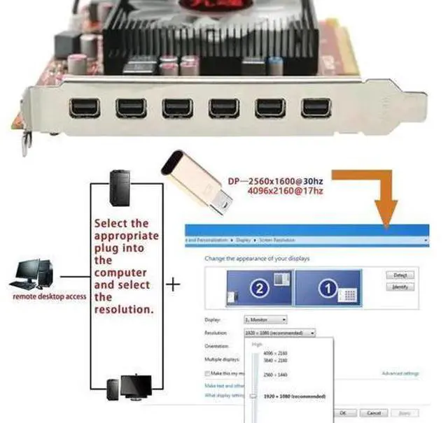 Alt view image 2 of 7 - Mini DP Dummy Plug Virtual Display Emulator, Headless Ghost Mini DisplayPort Adapter, Max 2560x1600@60Hz Resolution
