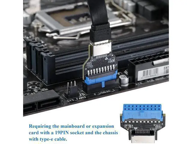 Alt view image 2 of 7 - USB3.0 19Pin Header to Type-E A-Key Front Panel Adapter, Convert Mainboard Header to Chassis Type-C Port