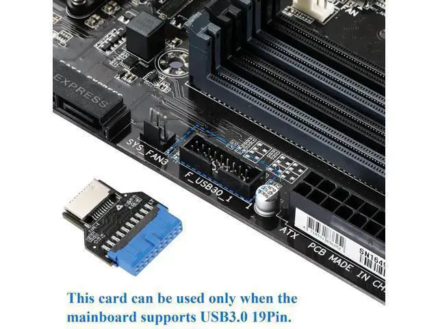 Alt view image 3 of 7 - USB3.0 19Pin Header to Type-E A-Key Front Panel Adapter, Convert Mainboard Header to Chassis Type-C Port