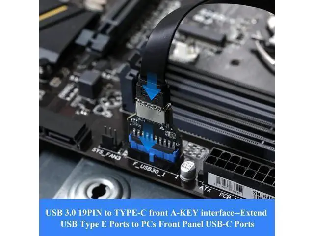 Alt view image 4 of 7 - USB3.0 19Pin Header to Type-E A-Key Front Panel Adapter, Convert Mainboard Header to Chassis Type-C Port