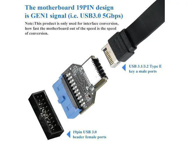 Alt view image 5 of 7 - USB3.0 19Pin Header to Type-E A-Key Front Panel Adapter, Convert Mainboard Header to Chassis Type-C Port