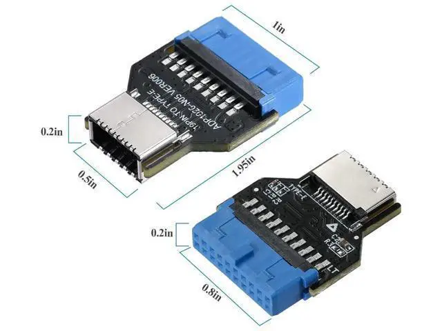 Alt view image 6 of 7 - USB3.0 19Pin Header to Type-E A-Key Front Panel Adapter, Convert Mainboard Header to Chassis Type-C Port