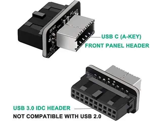 Alt view image 6 of 6 - Vertical Type-E Key-A to USB3.0 20Pin Mainboard Header Adapter, Internal Front Panel USB-C Port Converter