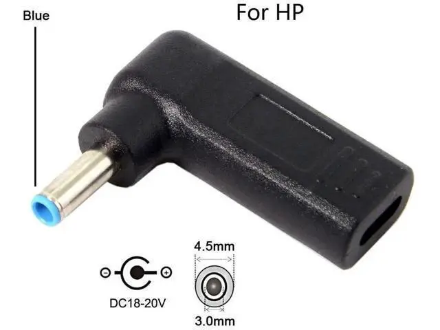 Alt view image 3 of 6 - USB 3.1 Type-C to DC 4.5x3.0mm Adapter, 90 Degree Angled PD Emulator Trigger for HP Dell Laptop Charging