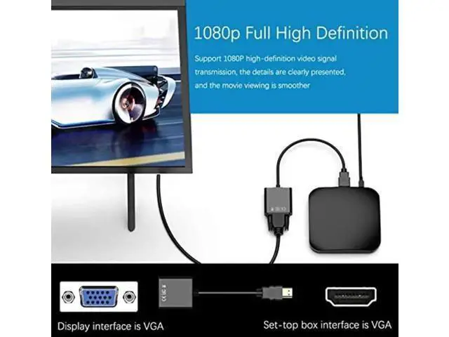 Alt view image 2 of 7 - Active 1080P HDMI to VGA Adapter Male to Female, Black Converter for Laptop, PC, Xbox, Monitor, Projector, Chromebook