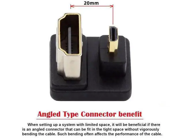 Alt view image 4 of 7 - 180° Up Angled Micro HDMI Male to HDMI Female Adapter, Supports 4K@60Hz