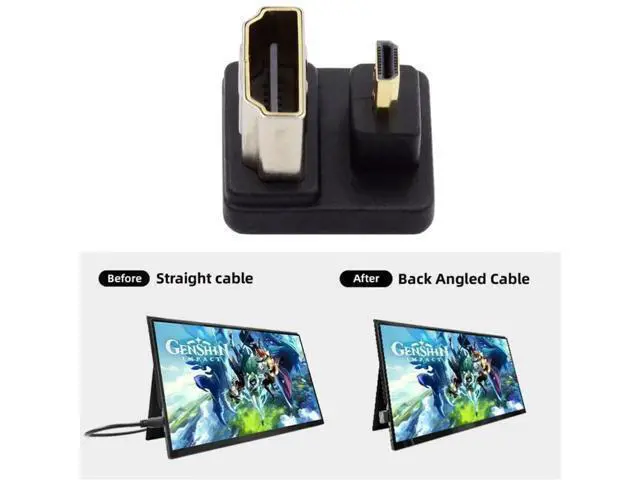 Alt view image 6 of 7 - 180° Up Angled Micro HDMI Male to HDMI Female Adapter, Supports 4K@60Hz