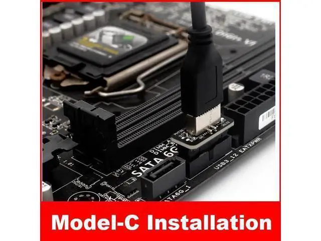 Alt view image 2 of 5 - Straight Type USB3.0 19/20Pin Mainboard Header to Key-A Type-E Adapter for Chassis Front Panel USB-C Bracket