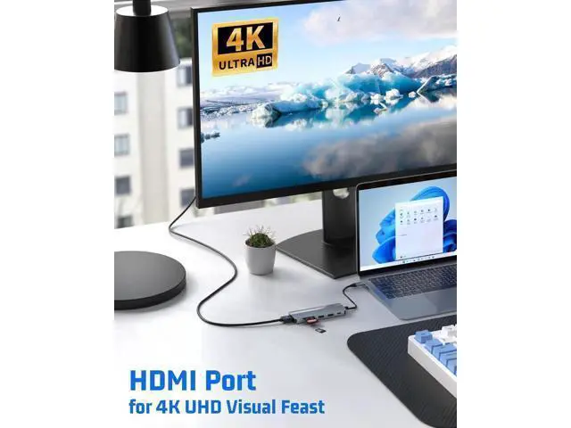 Alt view image 5 of 7 - 6-in-1 USB C Multiport Hub Adapter, 4K HDMI Output, 100W PD Charging, USB3.0, USB2.0, SD & TF Card Reader, Portable Type-C Splitter Compatible with MacBook Air/Pro M1/M2, Surface Go & All USB-C Laptop
