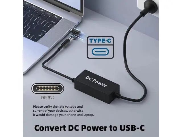 Alt view image 5 of 7 - 90 Degree Right Angled DC 5.5x2.5mm to USB-C Charging Adapter, 20V Input Max 65W PD Power Converter for Laptops Mini PC